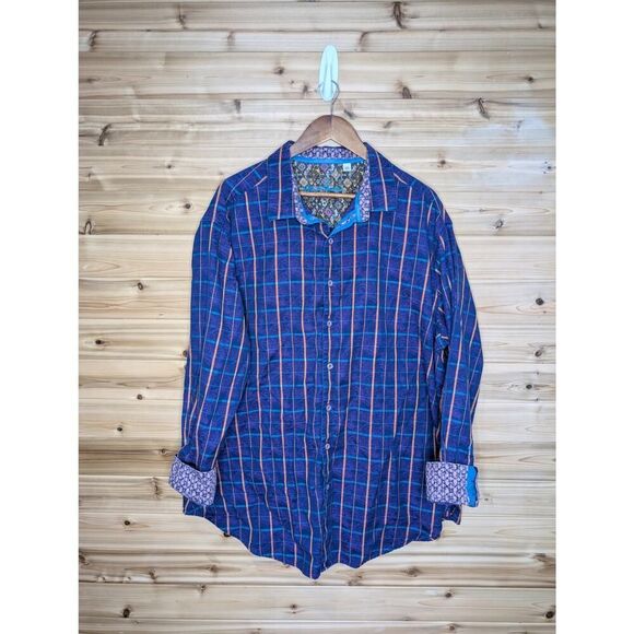 Robert Graham Other - Robert Graham Shirt Mens 3XL Purple Plaid Paisley Button Down Shirt